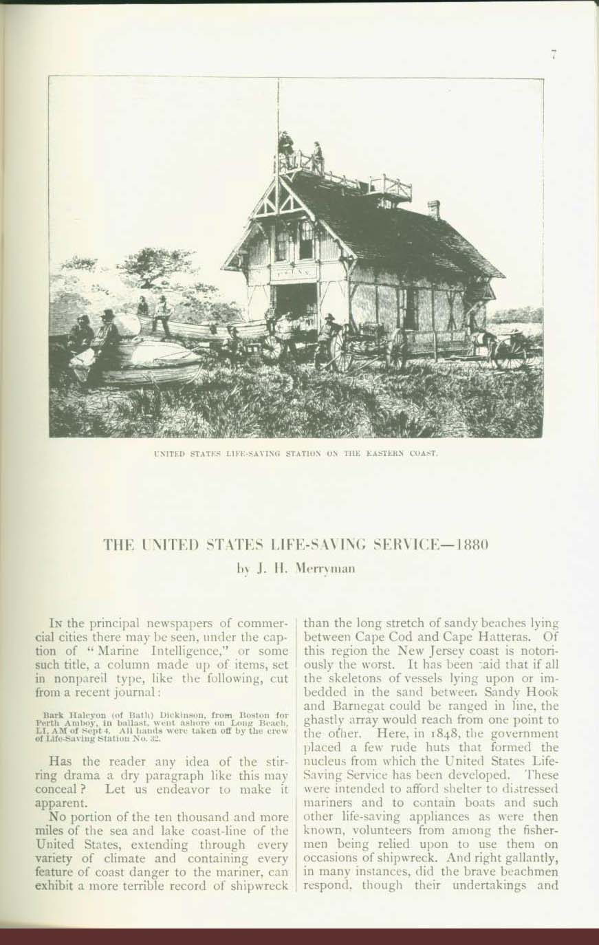 THE UNITED STATES LIFE-SAVING SERVICE--1880; predecessor to today's Coast Guard. vist0071f